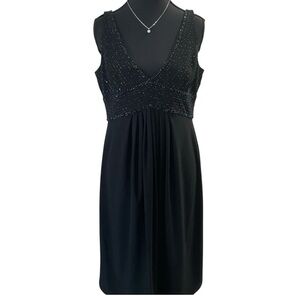 Jones New York Elegant Black Sleeveless Empire Waist Beaded Dress-10P